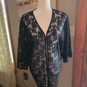 Express Black Sheer Lace Kimono Jacket